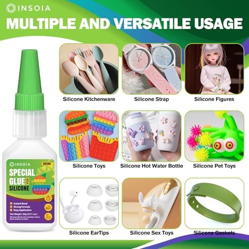 INSOIA Super Silicone Glue Clear, 20g, Strong Bond, with Precision Tips
