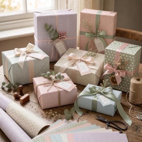 Pastel Aesthetic Scrapbook Paper 24 Sheets Soft Color Pattern Paper Double Sided Printing for DIY Card Making Scrapbook Wedding Photo Album Home Décor-12 x 12 Inches