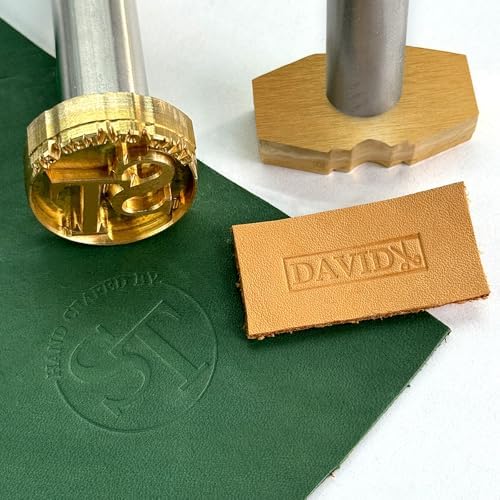 XRLSG Custom Leather Stamp Personalized Leather Brass Embossing with Logo Text Hammer Press Leathercrafting Tool Gift for Leather Craftsman Dad Husband Boyfriend