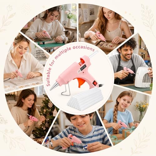 Mini Hot Glue Gun Kit with 30 Glue Sticks, 20W Fast Preheating Hot Glue Gun And Sticks Set for School Crafts, DIY Arts & Quick Home Repairs, Pink