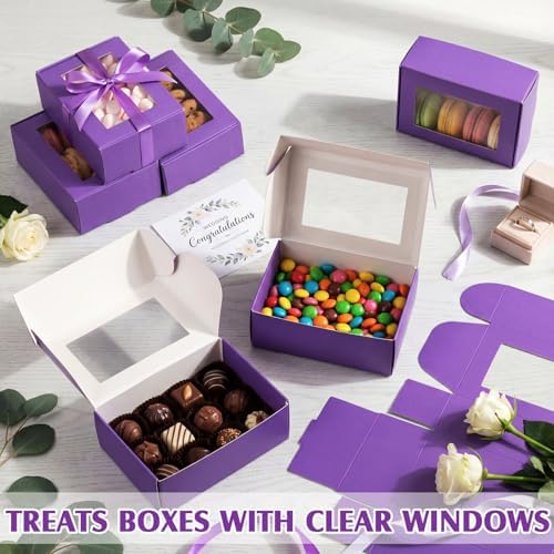 Zonon 30 Pcs Mini Kraft Soap Boxes with Window Homemade,Purple