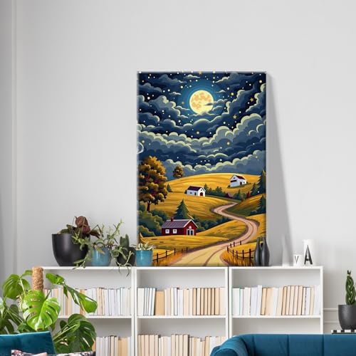ATDMS Landscape Paint by Numbers Kit for Adults with Frame, 8x12 Inch