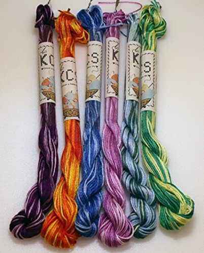 KCS Big skeins of 25 Meters Size 25 Color Variegated Cross Stitch Stranded Threads,6 skeins,04