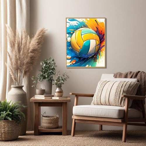 Reivworl Volleyball Paint by Numbers Kit for Adults Beginner, 16" Wx20 L Volleyball Paint by Number for Adult, Acrylic Painting Kits with Canvas for Gifts and Wall Decor