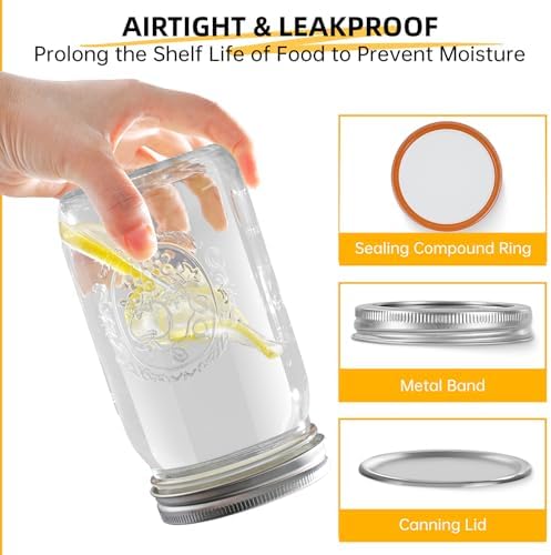 Miuyhji 32 oz Wide Mouth Mason Jars with Lids and Bands, 9 Pack for Canning