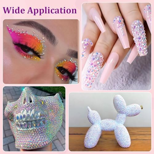 30000Pcs Transparent AB Rhinestones for Bedazzling with B7000 Jewelry Glue, Bedazzler Kit Bulk Flatback Gems, Resin Rhinestones for Crafting Crafts Clothing Shoes Nail Art Assorted Size 2/3/4/5/6mm