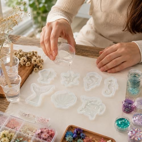 Mini Ocean Resin Molds, 8PCS Marine Animal Silicone Molds for Epoxy
