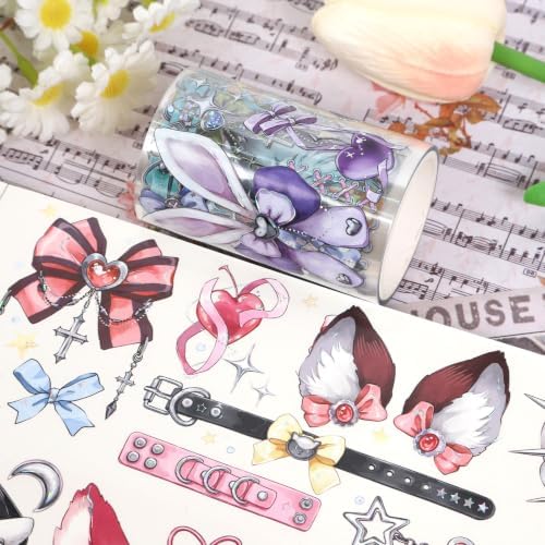 Sitsink PET Tape for Journal Scrapbooking - Punk Gothic PET Tape Stickers for Crafts Junk Journal Supplies Notebook Scrapbook DIY Decor Ornament