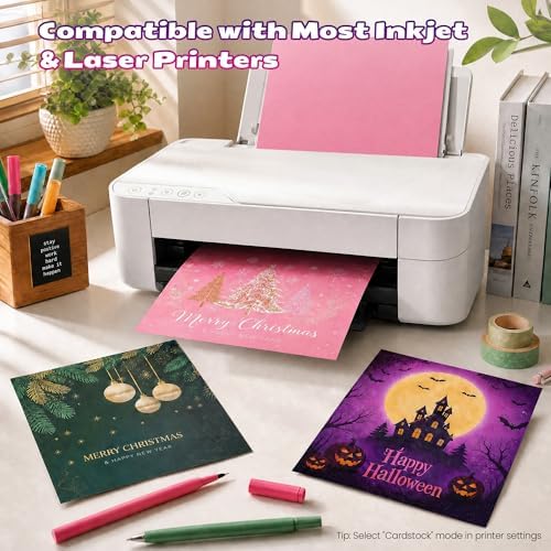108 Sheets Colored Cardstock 8.5" X 11", 50 Assorted Colors 180GSM/65LB Construction Paper Card Stock Printer Paper for DIY Crafts, Printing, Scrapbooking, Party Decorations, School Art Supplies