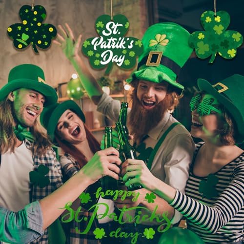 30Pcs St. Patrick's Day Leaves Unfinished Paintable Blank Wooden Festival Decoration Lucky Clover Ornaments to Paint, Hanging Wood Slices for Kids DIY Art Crafts Home Farmhouse Spring Decor