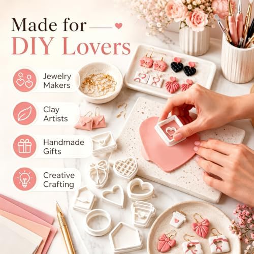 11pcs Valentine Clay Cutters for Earrings, Wedding Theme