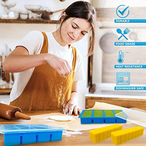 Silicone Butter Mold with Lid, Walfos Non-Stick Tray Fits Standard Butter Stick Size, Large Cavity, Holds 8 Tablespoons, Ideal For Soap Bar, Energy Bar, Brownie, Cake
