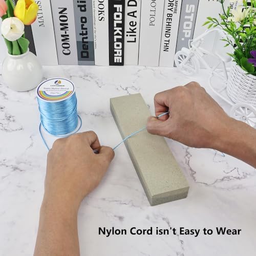 LUSTEMBER 330 Feet Satin Nylon String, 1 mm Silky Smooth Durable Nylon Cord for Jewelry Making, Bracelets, Beading, Necklaces, Macrame, Kumihimo, Rattail, and Chinese Knot Craft