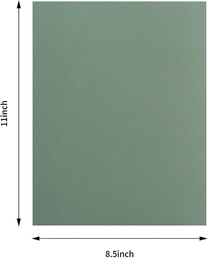 20 Sheets Blank Sage Green Thick Paper Cardstock, 8.5x11 inches