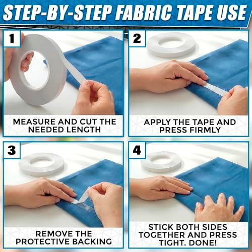 Basting Tape for Sewing – 0.6 In x 60 Yd Thin Acrylic Hemming Tape for Dresses – Transparent Clothes Strip for DIY Crafts, Temporary Repairs, Quick Adjustments with Strong Adhesion, Easy Clean Removal
