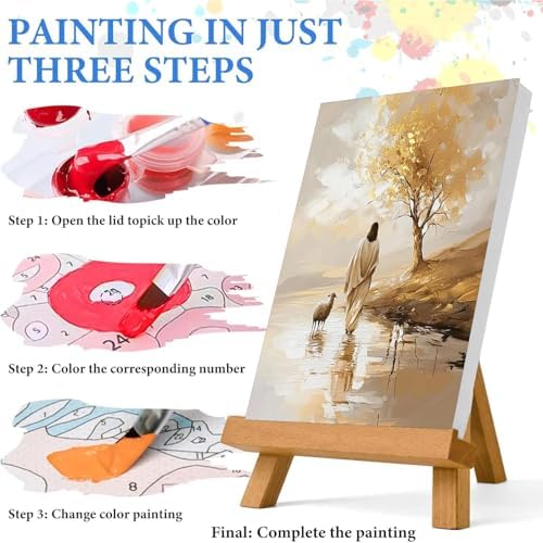 Jesus Paint by Numbers Kit for Adults Framed Canvas 12X16 in, Frameworkless