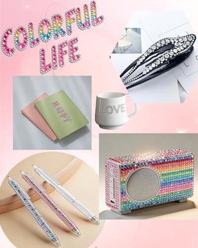 62,000 Pcs Rhinestone Bedazzling Kit, 40 Colors Nail Art Rhinestones with 32,000pcs 3mm & 30,000pcs Multi-Size Clear Flatback Nail Gems, B7000 Glue, Diamond Painting Accessories for DIY Crafts