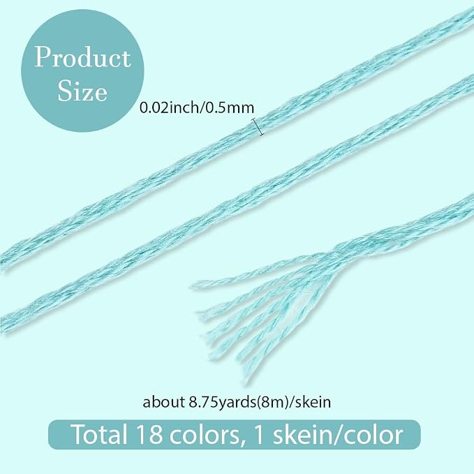 18 Skeins Friendship Bracelet String Embroidery Floss for Sewing