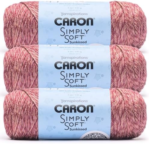 Caron Simply Soft Sunkissed Yarn for Crocheting, Plum Tonal, 3-Pack