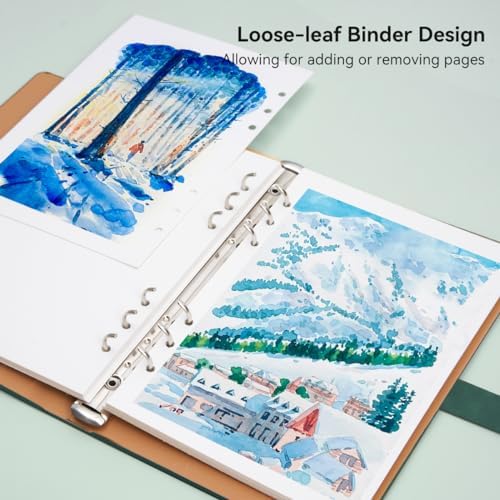 Lightwish Watercolor Sketchbook, 100% Cotton Cold Press Refillable Paper