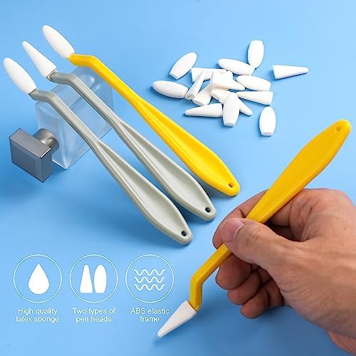 HINZIC 2 Sets 44pcs Sketch Drawing Tools, Paper Art Blending Blenders Stumps Sketch Trimmer Erase Sponge Wiper Pencils for Students Artist Charcoal Painting Brush(Gray, Yellow)
