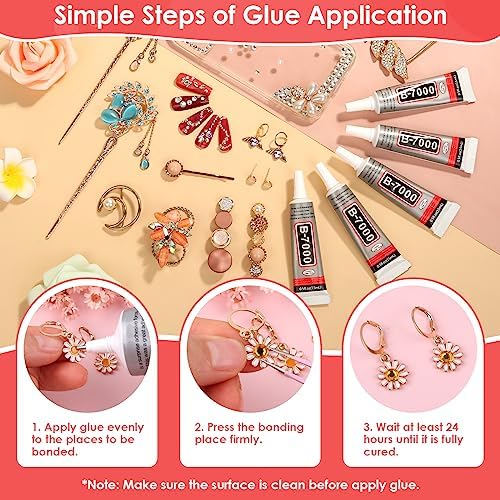 5 PCS 15 ML B7000 Super Glue, Transparent B-7000 Glue Rhinestone Gems Glue Flexible Adhesive for Crafts Jewelry Making Fabric Phone Repair Nail Art Glass Shoes Charms