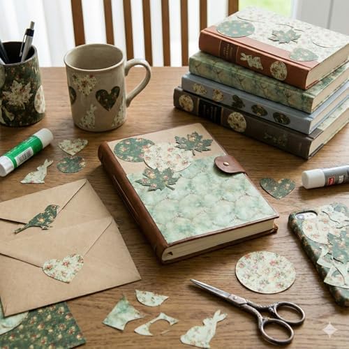 Vintage Green Scrapbooking Paper Pad - 6 Inch 24 Sheets Flowers Aesthetic Patterns for Photos Album Journals Decorative Collage Card Making Wedding DIY Crafts Gifts Wrapping Material