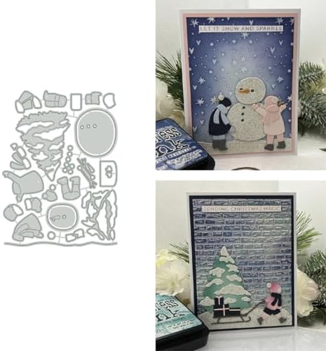 Lapoo Christmas Metal Cutting Die for Scrapbooking, 3D Backgrounds Frame Cutting Dies DIY Album Card Making Decor Paper Metal Die Cuts Party Wedding Decorations (Snowman 6 x 4.4 in)