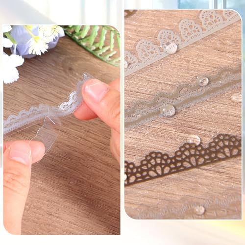 40 PCS Transparent Lace Stickers Scrapbooking, Vintage EPE Lace Stickers with 5 Styles for Card Making Supplies Notebook DIY Craft Photo Frame Journal Laptops Letter, Brown