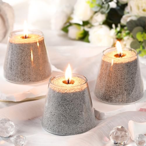 MTLEE Candle Sand 3.3 lb DIY Pearled Candle Making Kit Included 20 Pcs Wicks and Refillable Beaded Wax Sand Beaded Wax Gift with Wicks Self Extinguish for Home Wedding Party Women(Gray)