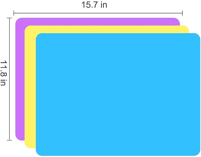 3 Pcs Silicone Mats Sheets Silicone Mats for Crafts Resin Jewelry Molds | 15.7" x 11.8" Silicone Playdoh Nail Art Mat Placemat(Blue & Purple & Yellow), Non-Stick, Heat Resistant