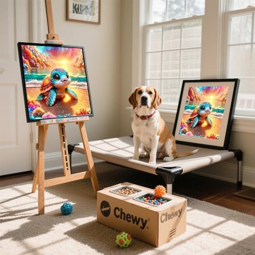 AOSGEDY Adorable Sea Turtle Beach Diamond Painting Kits for Adults, 5D Seaside Sunset/Flowers Diamond Art Kits for Beginners, DIY Full Drill Paint with Diamond, Home Wall Decor 14 x 14 Inch