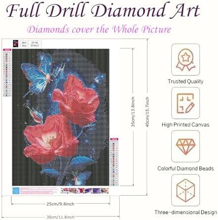 DIYDECORFUN 5D Red Rose Diamond Art Kit for Adult and Beginners 12x16inch