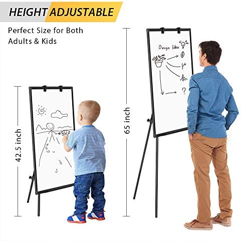 Maxtek Easel Whiteboard 40 x 28, Stand Tripod with Height Adjustable, Black