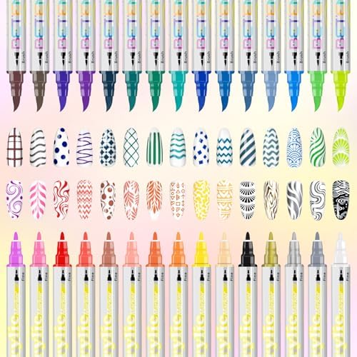 Betem Nail Polish Pens, Dual Tip 30 Colors