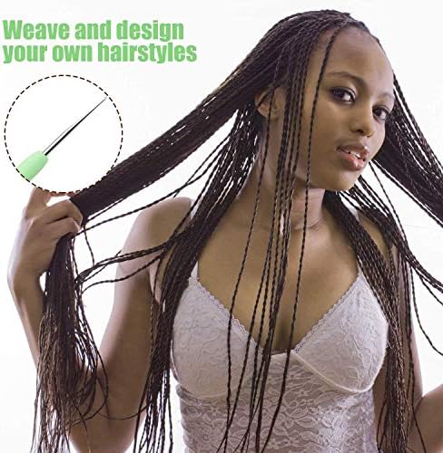 WILLBOND 4 Pcs Dreadlock Crochet Hooks, 0.5 mm 0.75 mm, Green, Mint Green