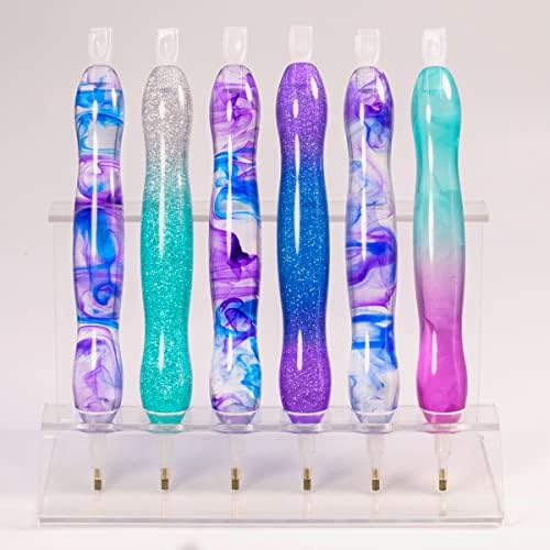Praise V Do Diamond Painting Art Drill Bead Pen Accessories Tool Kit, 5D Diamond Painting Drill Pen Stylus Tips Placers Heads and Glue Clays Shine Purple