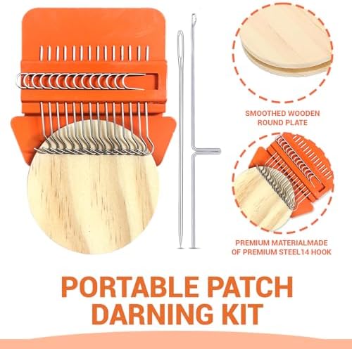 HyBaiS KnitPatch Darning Loom Kit,14 Hooks Visible Mending Tool