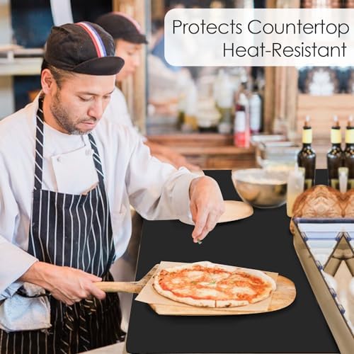 Extra Large Silicone Mat, 31.5x17 Inch Heat Resistant Mat for Kitchen Counter, Non Stick Silicone Baking Mat for Dough and Pastry, Thick Silicone placement Countertop Protector, Black countertop mat