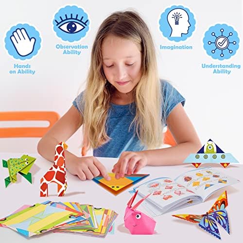 308 Sheets Origami Paper Kit for Kids Ages 5-8 8-12 with Instructional Book | Origami Projects for Beginners, DIY Art Craft Supplies for School Class Lessons, Christmas Birthday Gifts for Boys & Girls