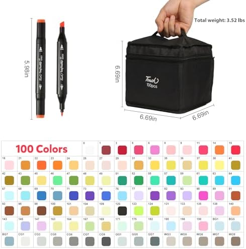 Hyrrt 100 Colors Dual Tips Alcohol Markers set for Kids Adults Coloring
