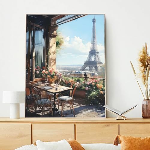 xcemhil Paint by Numbers Kit for Adults, Paris Paint by Numbers for Adults, Landscape Paint by Number for Gifts and Home Wall Decor 16x20in