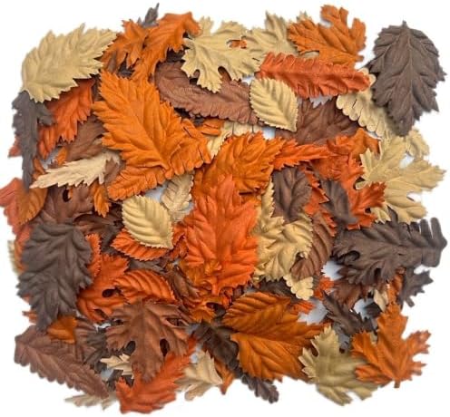 100 pcs Mulberry Paper Leaves DIY Craft Scrapbooking Wedding DIY Craft Supplies Card Mixed Leaves (Mixed Brown Tone)