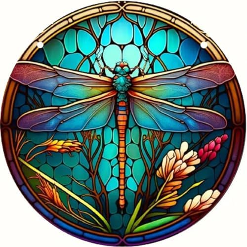 EIBEILI Dragonfly Diamond Art Painting Kits for Adults - Full Drill Diamond Paintings for Beginners, Round 5D Paint with Diamonds Pictures Gem Art Painting Kits DIY Adult Crafts Kits 12x12inch