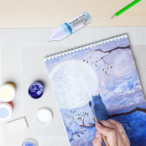 Feifeiya 2 Pcs Masking Fluid for Watercolor Painting, 15ml Capacity, Blue