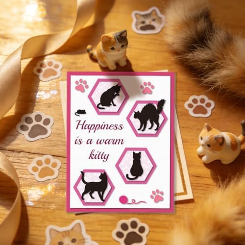 EVERJOYCRAFT 4 Pack 35 Styles Cute Cat Metal Cutting Dies Cuts for Card Making Kitten Carbon Steel Die Cuts Stencils for DIY Scrapbooking Photo Album Decoration Embossing Paper Cards Crafting Supplies