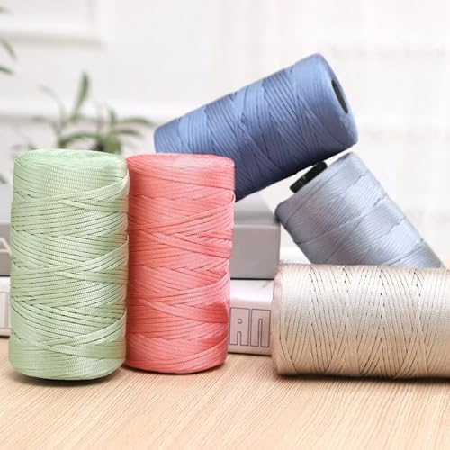 JeogYong Polypropylene Ribbon Yarn 3mm x 218 Yards Flat Macrame Cord 3mm Crochet Yarn for Handbags, Shopping Bags, Sun Hats, Shoes, DIY Crafts, Decorative Projects