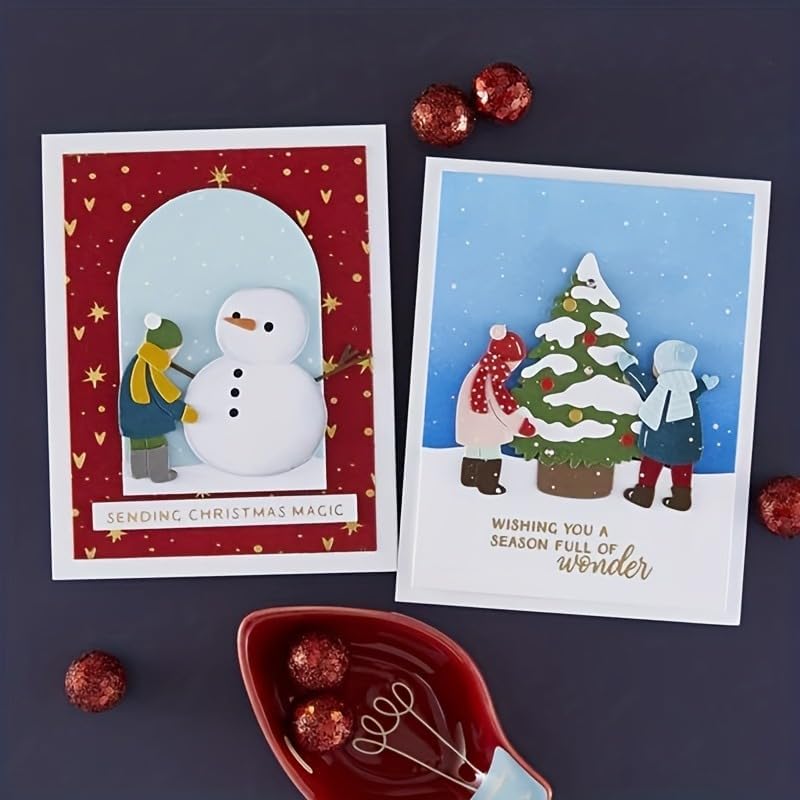 Lapoo Christmas Metal Cutting Die for Scrapbooking, 3D Backgrounds Frame Cutting Dies DIY Album Card Making Decor Paper Metal Die Cuts Party Wedding Decorations (Snowman 6 x 4.4 in)