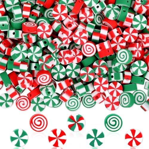 300Pcs Christmas Candy Polymer Clay Beads for Jewelry Making
