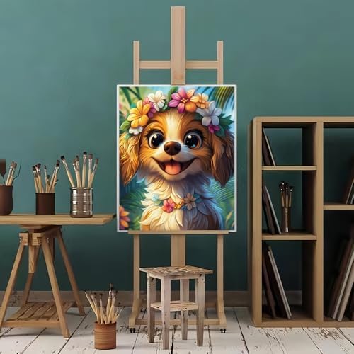 Natuyalo Paint by Numbers Kits for Adults Beginner Animal, Flowers and Dog DIY Art Crafts Kits on Canvas, 3 Brushes and Acrylic Paint for Home Wall Decor 16x20 inch (Without Frame)
